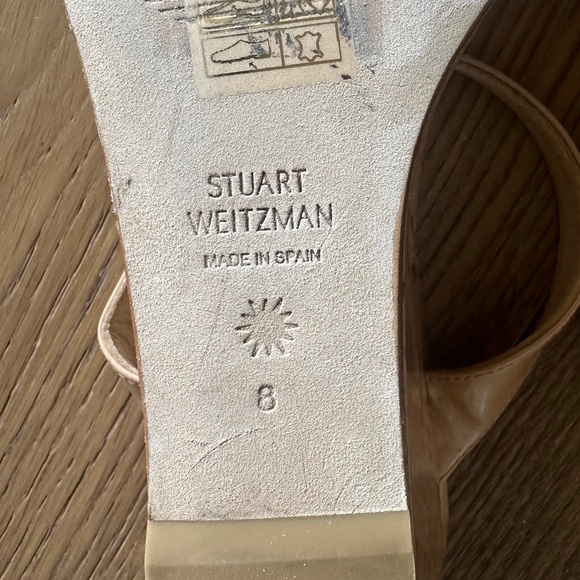 STUART WEITZMAN Aleena 50 Patent-leather Wedge Sandals In Neutral - Picture 13 of 13